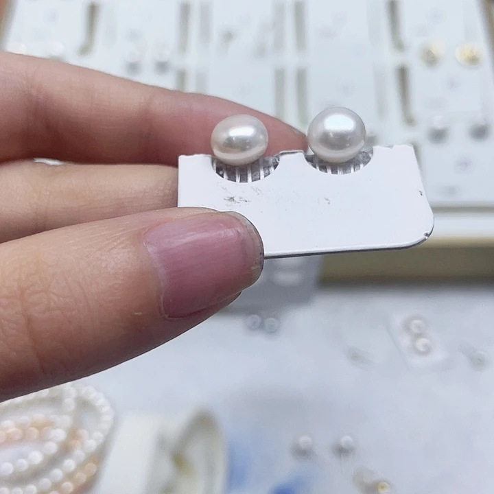 淡水珍珠耳饰银S925镶嵌抱***2