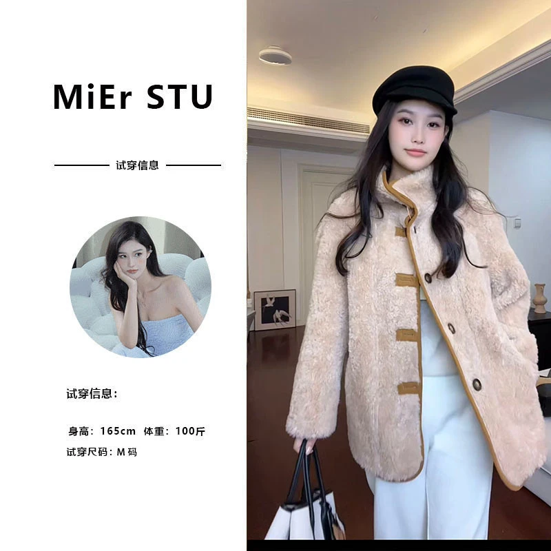 【米儿】新款外套女宽松显瘦中长款显瘦保暖双面穿2687