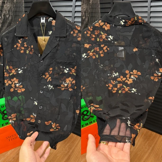 8096夏款薄料短款短袖古巴领青春潮流时尚潮流衬衫款