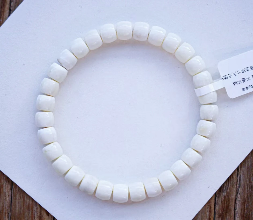 7.3mm极瓷白蜡直切蜜蜡手串 6.75克 精工无暇 蜡质瓷实 顶瓷白