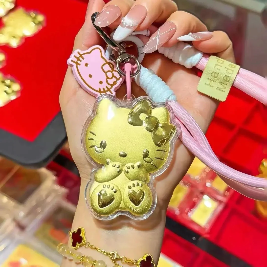 可爱KT猫手机钥匙扣挂件招财猫钥匙扣手机链挂件黄金卡通钥匙扣