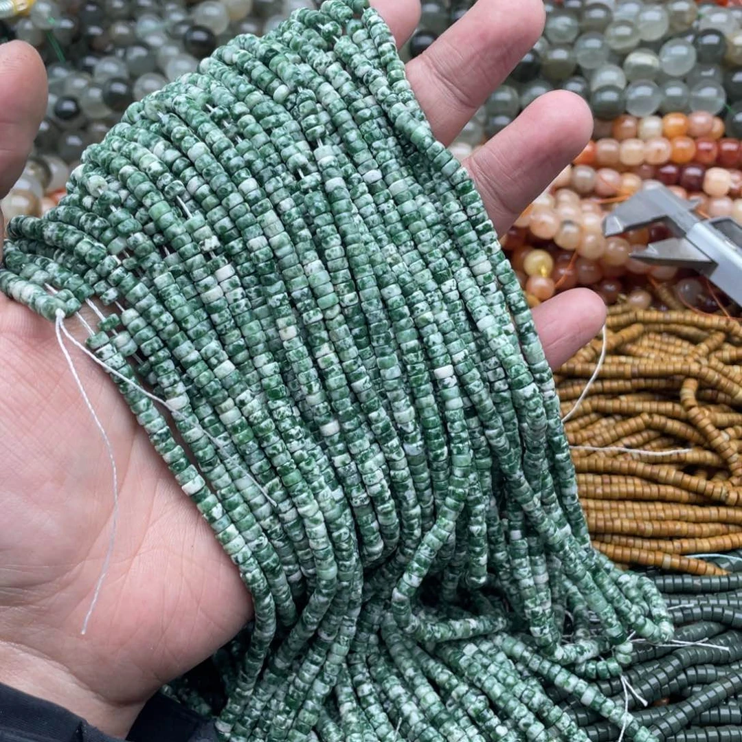 玛瑙/玉髓珠宝半成品未镶嵌一条装4mm绿点石直切隔片