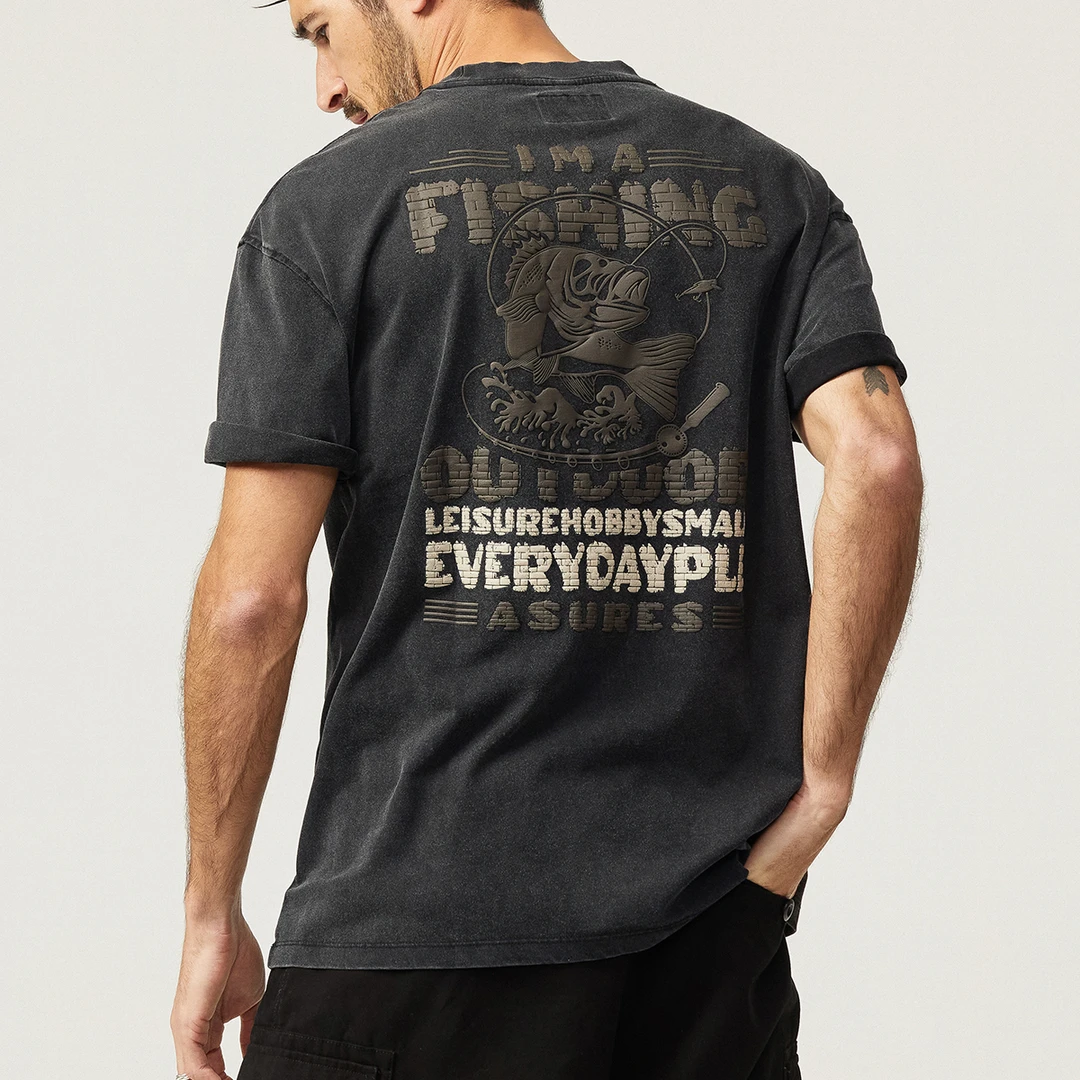 美式潮牌短袖T恤男夏季复古重磅男款纯棉做旧体恤休闲宽松上衣男