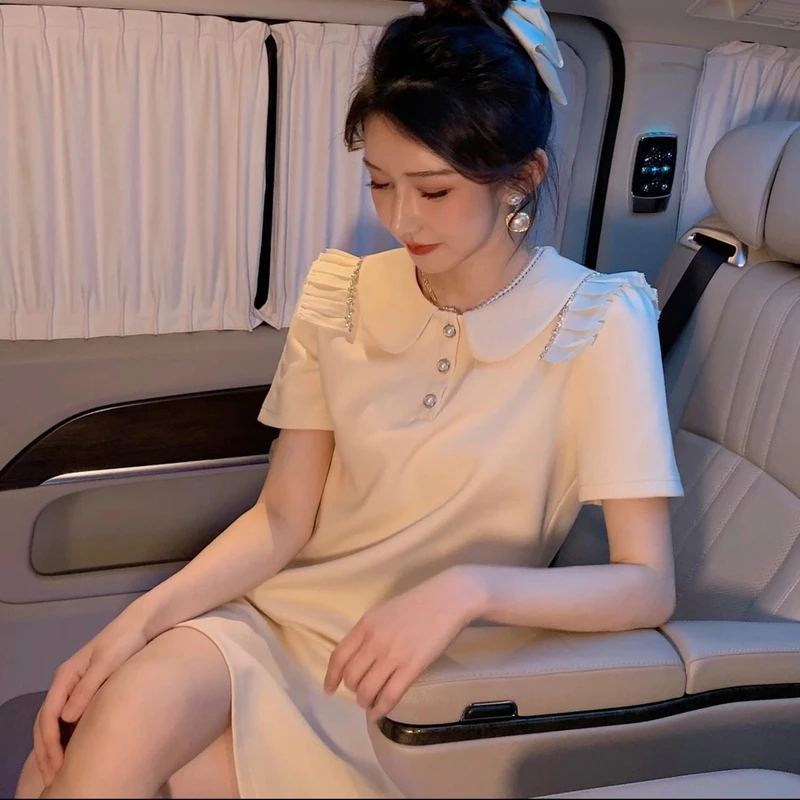 2025春新款气质百搭时尚娃娃领宽松连衣裙夏季显瘦小个子减龄裙子