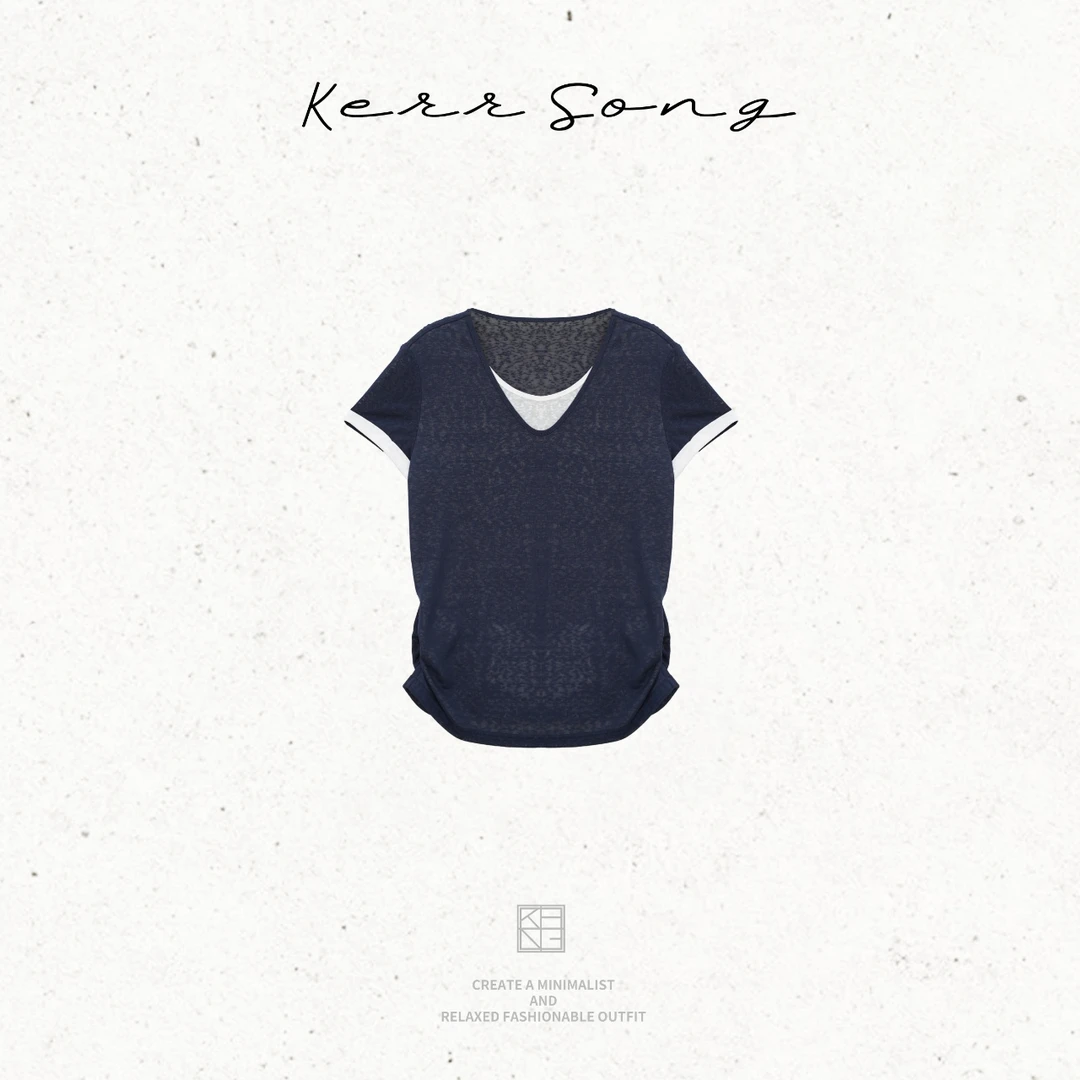 KERR SONG 有熳 |  “松弛”设计师定制撞色针织拼接上衣#Y-5167