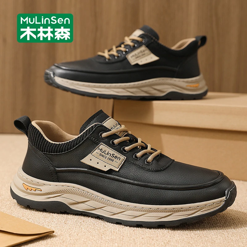木林森男士休闲鞋2025新款秋季时尚百搭厚底耐磨跑步防滑运动潮鞋