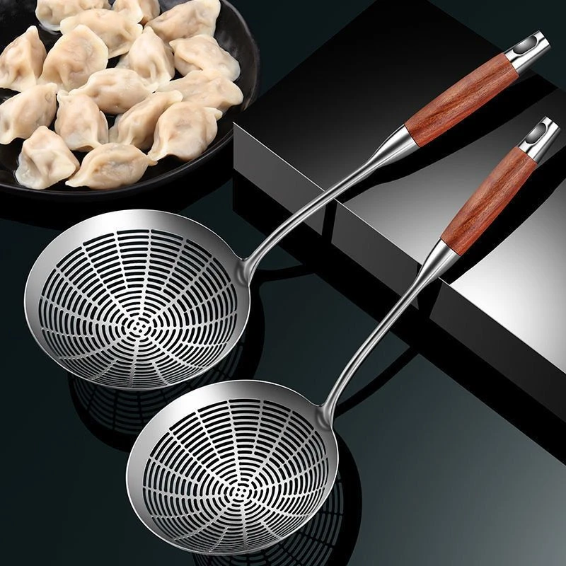 304不锈钢漏勺家用过滤网捞饺子油炸勺厨房笊篱火锅线漏一体成型
