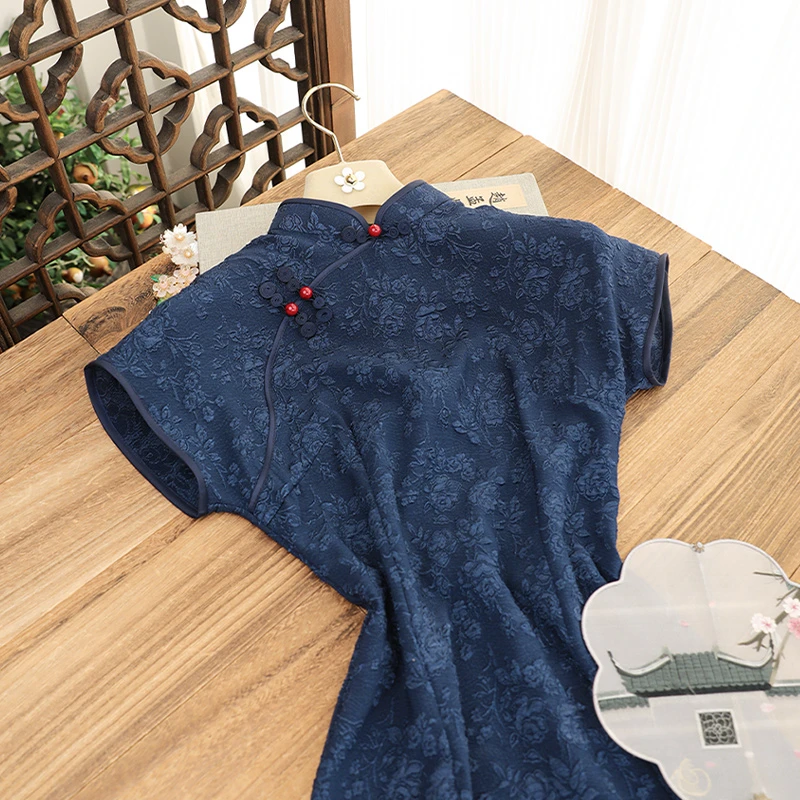 俏娘鱼新中式古法旗袍女2025年春季新款提花气质优雅苏州改良国风