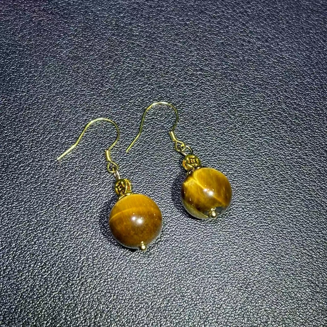 面面来财珠宝CY11211卡12左右-S925银钩六彩明珠木变奇石耳钩一对