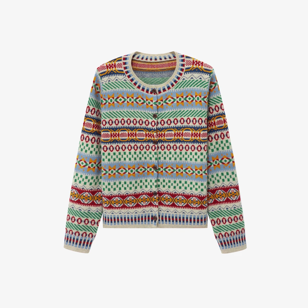 【万花筒】绵羊毛保暖经典开衫毛衣2651-58081【阿邱时尚设】