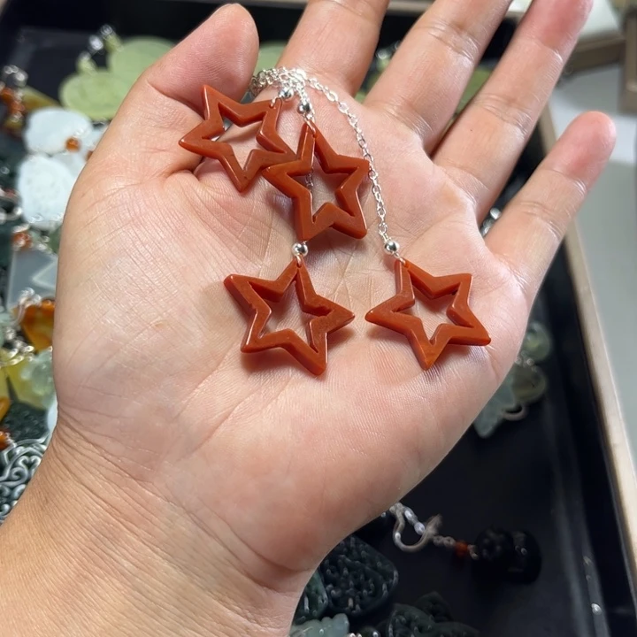 蛇纹石玉合金耳饰