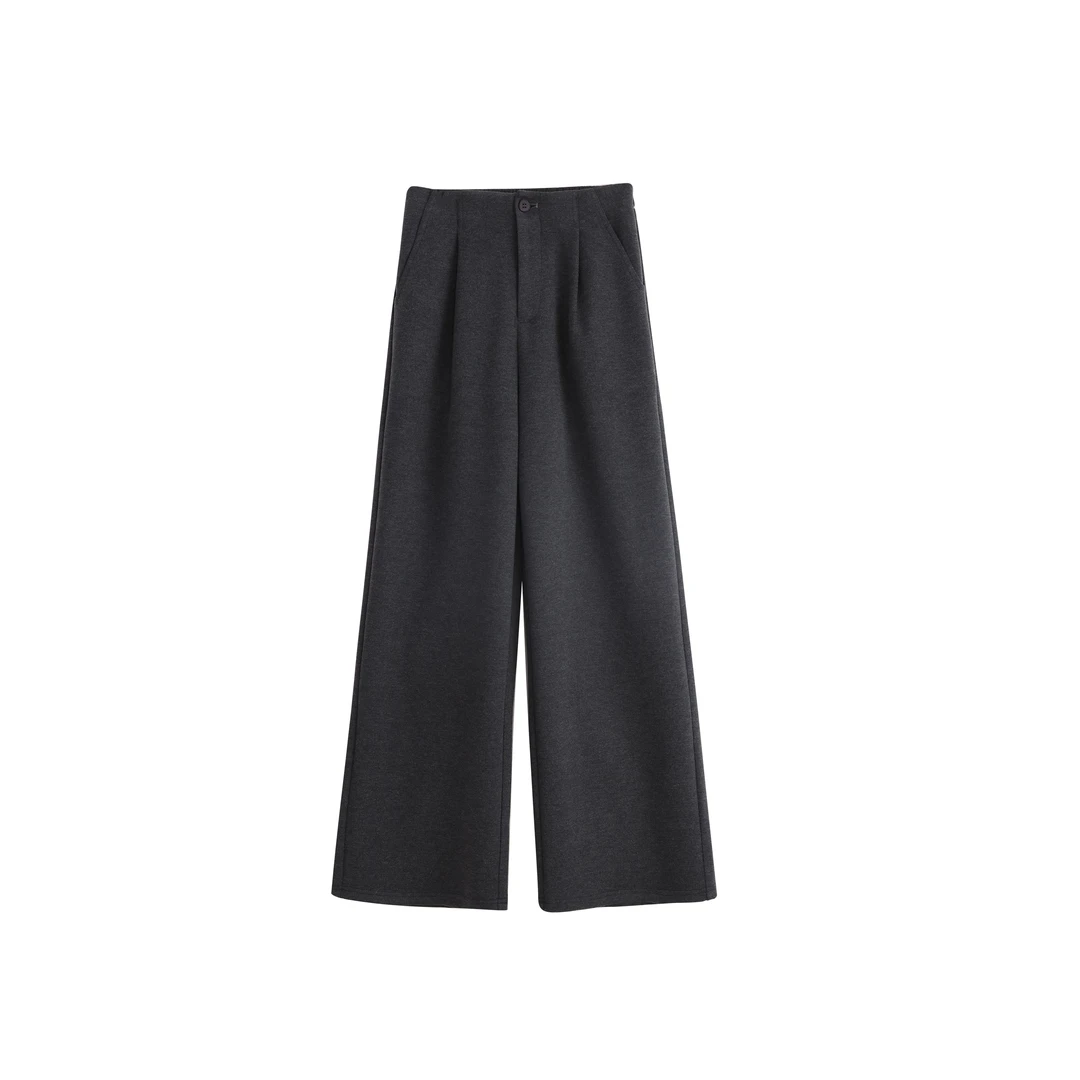 春秋T窄版直筒休闲百搭设计师醋酸羊绒裤