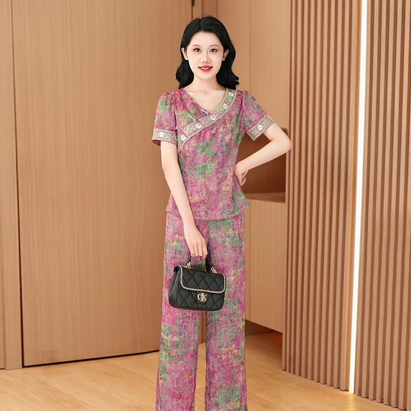 新中式国风套装新款夏爆款减龄喜妈妈婚宴穿