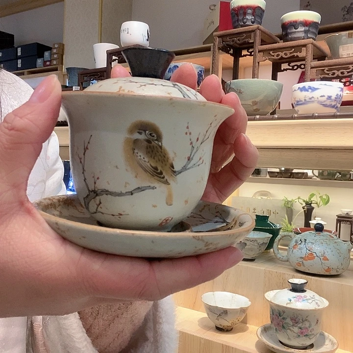 火石烧盖碗瓷器茶具