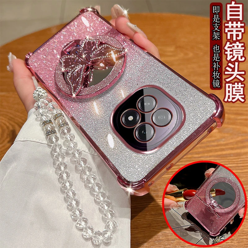 适用OPPO A5 5G手机壳A55G蝴蝶支架OPPOA5镜子防摔套镜头全包女款