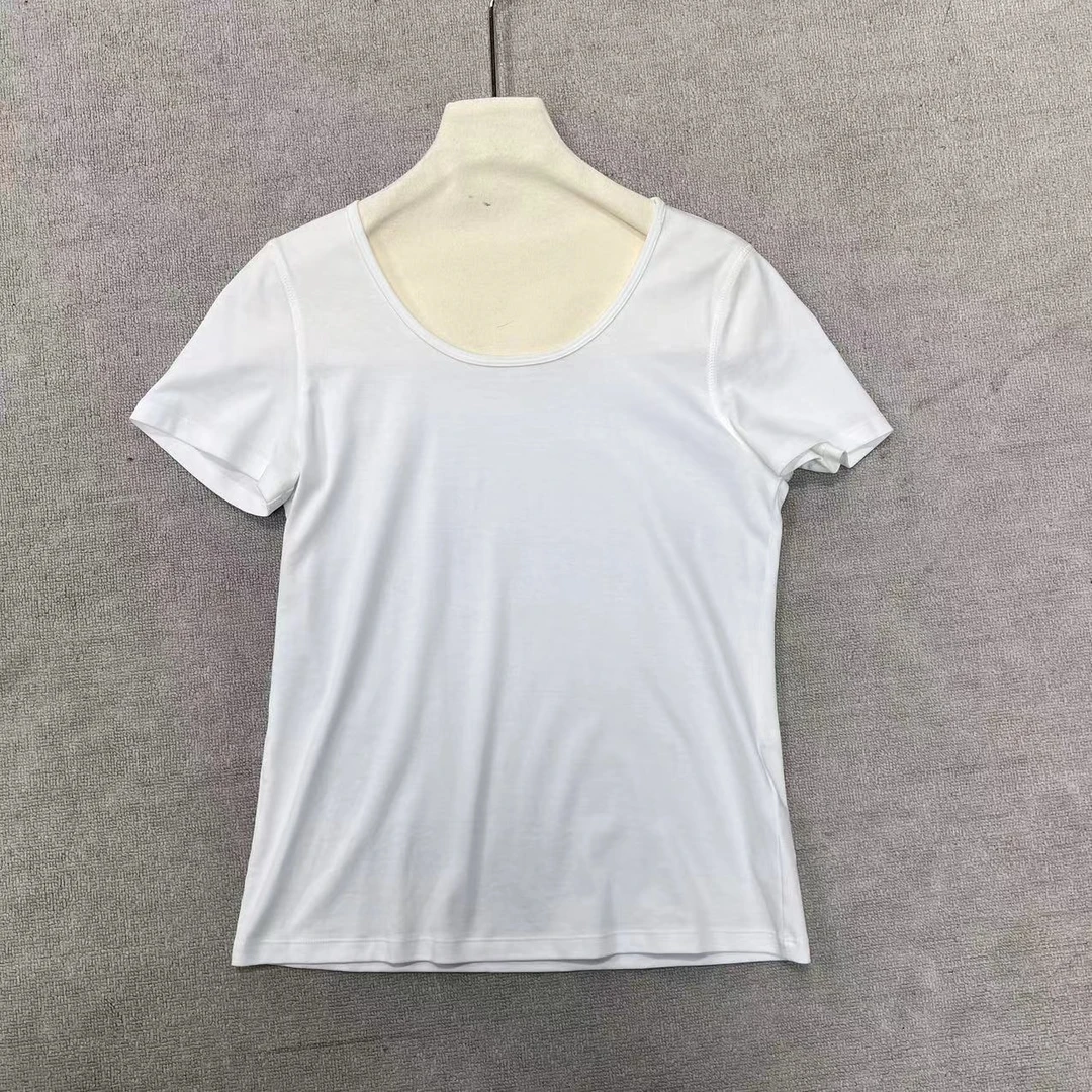 喵喵家   早春气质时尚百搭修身小版白色棉质圆领女士T恤