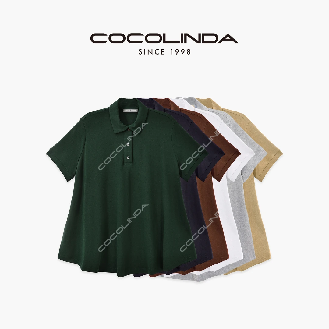 COCOLINDA  | 棉质230g六色POLO娃娃衫阔版A摆短袖T恤T3605中长款