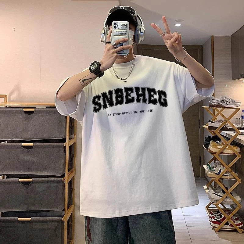 大码300斤复古街头休闲纯棉短袖t恤男女夏季新款宽松百搭重磅上衣