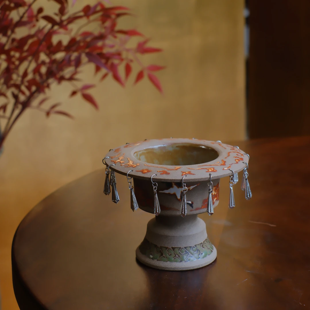 大碗茶器景德镇铃铛陶瓷苗铃行炉复古美拉德风香炉
