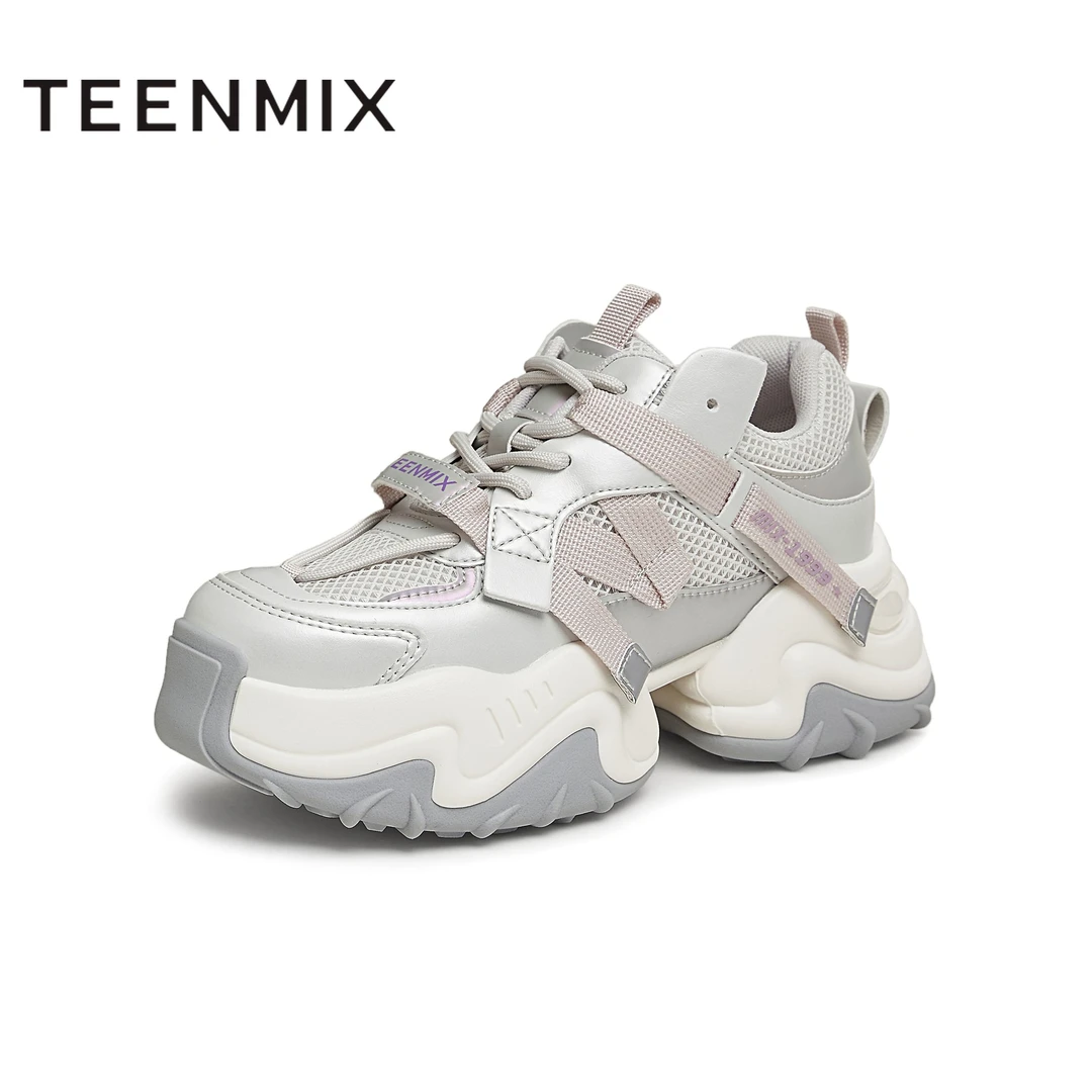 天美意2024冬新款商场同款潮流拼色运动休闲鞋女老爹鞋6WO25DM4