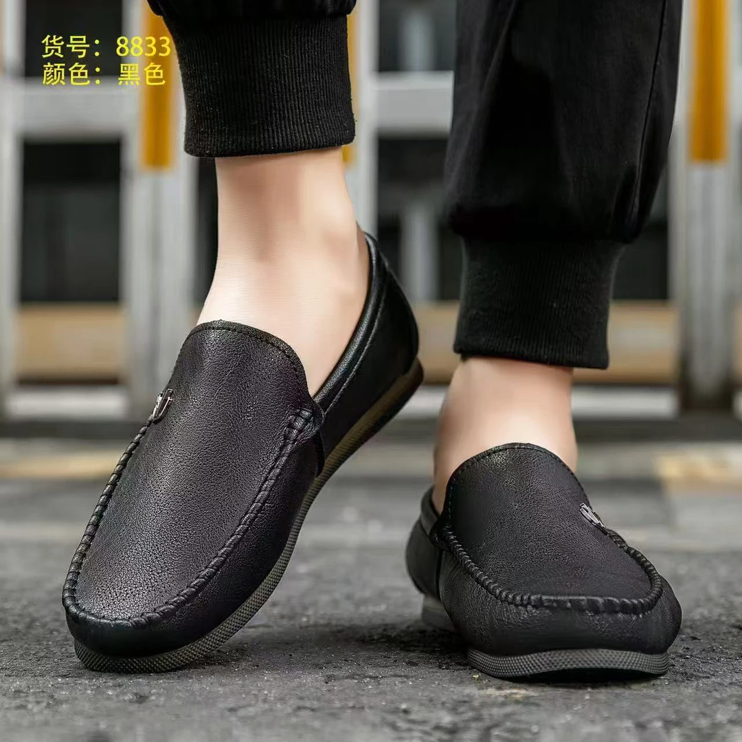 8833男士小皮鞋豆豆鞋男休闲鞋懒人鞋韩版潮流英伦真皮百搭B1