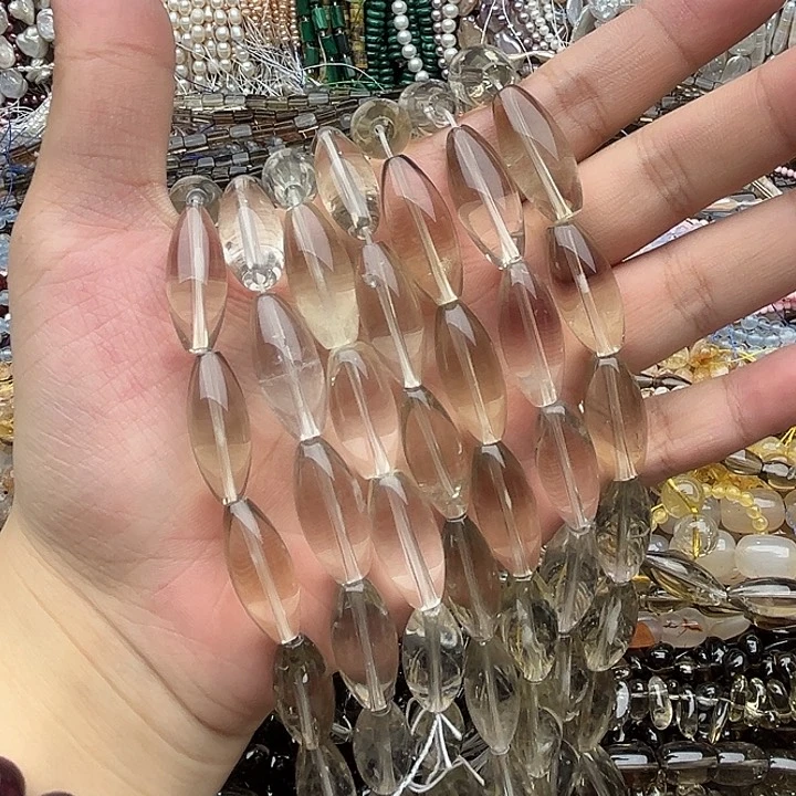 玛瑙/玉髓未镶嵌珠宝半成品一条10/24mm左右茶晶天珠
