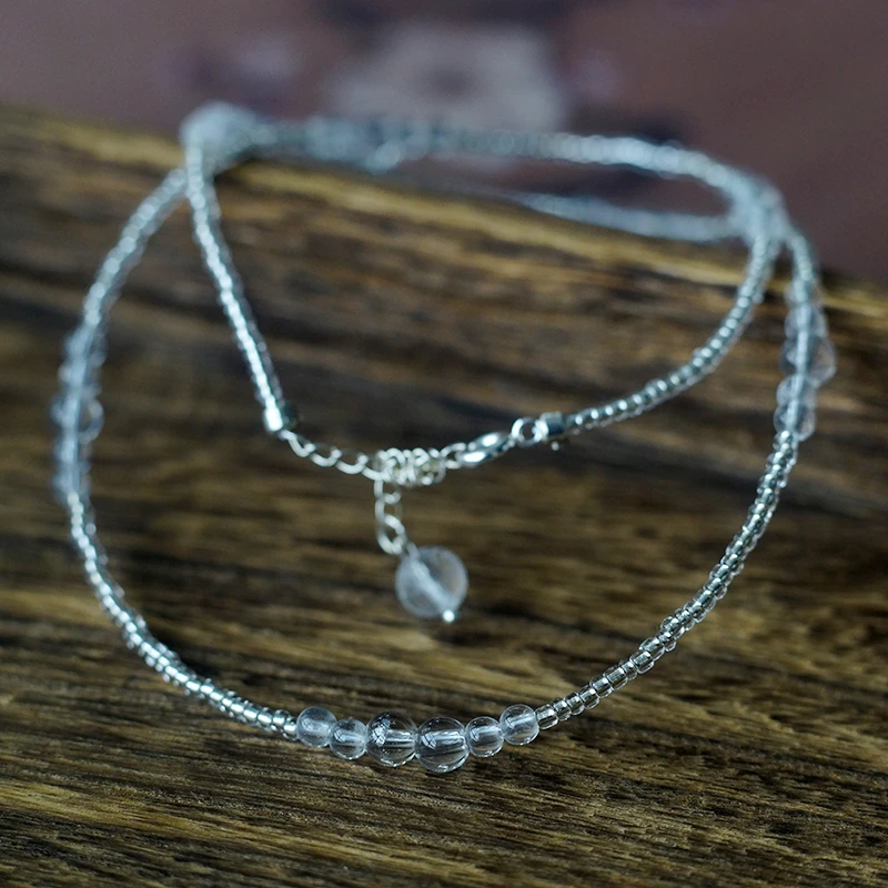 天然白水晶里莫利亚白阿赛项链