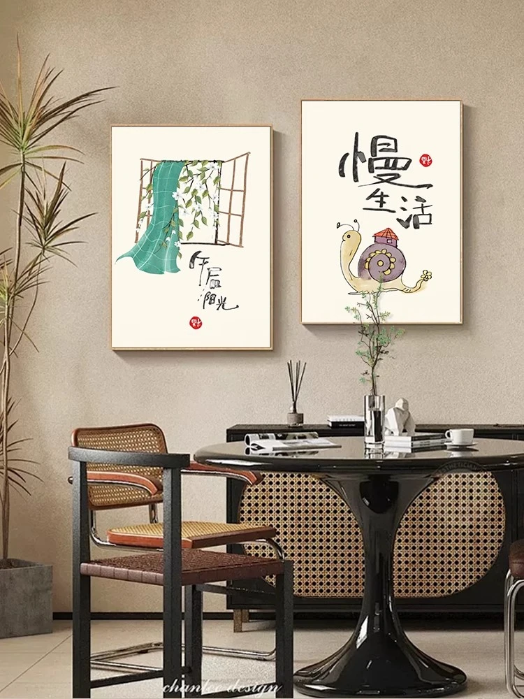 新中式餐厅装饰画客厅墙壁挂画民宿酒店厨房壁画现代简约风挂画