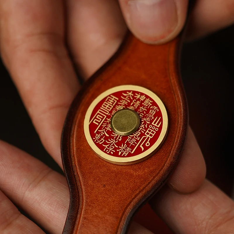 黄铜皮质手链 山鬼花钱手环牛皮手环手工时尚