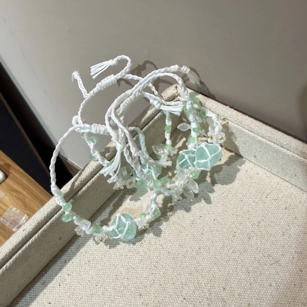 FL6-［绿萤石复古编绳］手绳均有色差瑕疵多样发