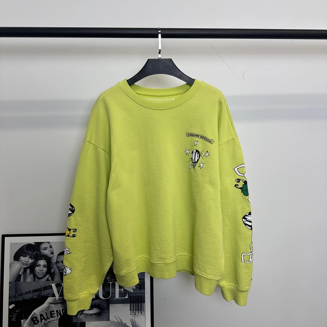 全新未使用 Chrome Hearts/克罗心 涂鸦印花圆领长袖卫衣/XL码