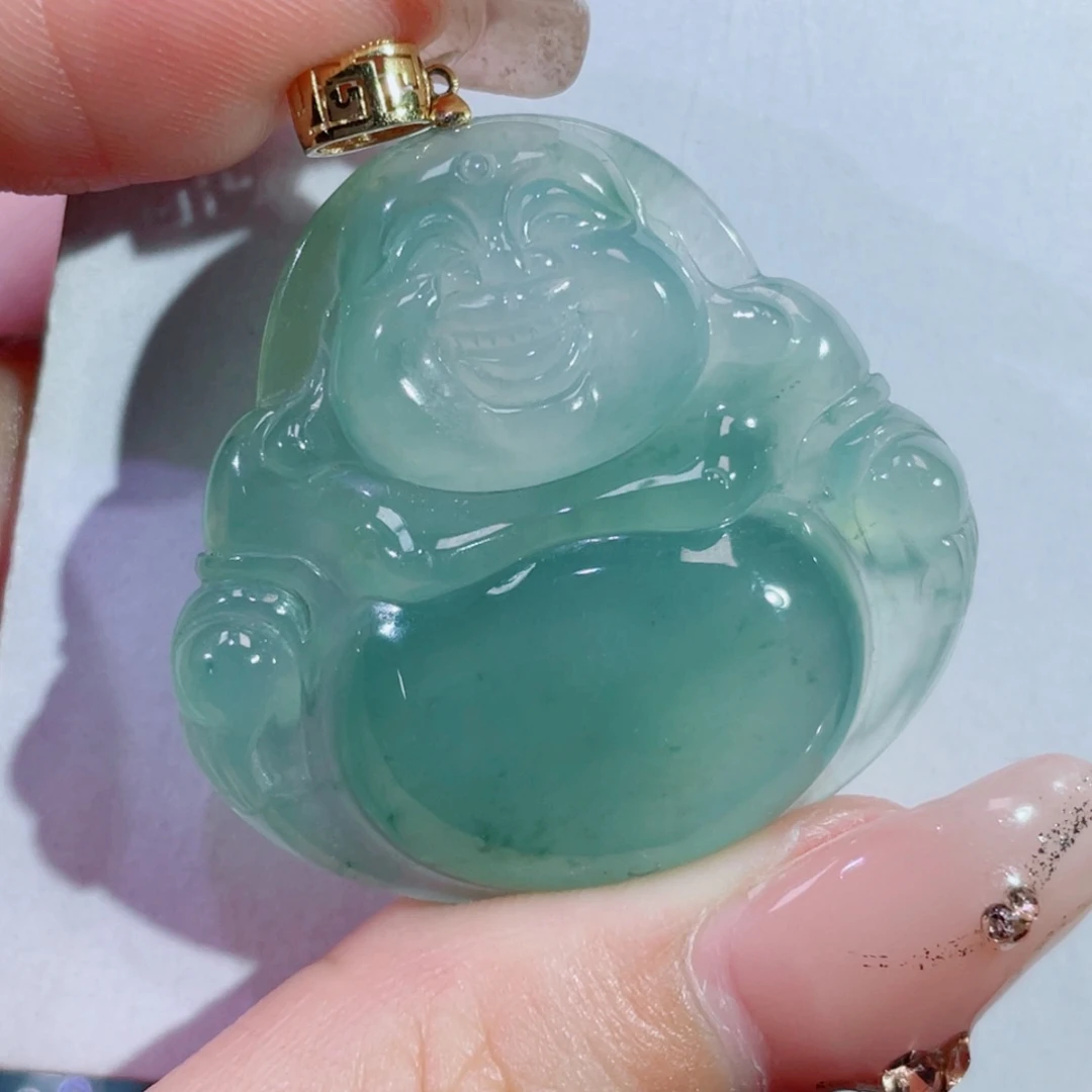 翡翠颈饰18K金镶嵌佛公