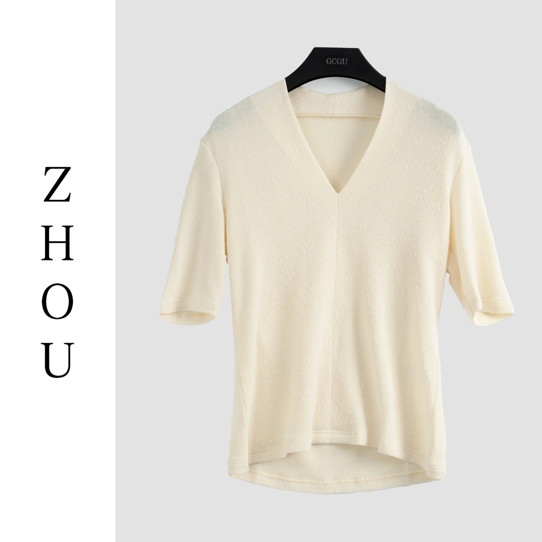 米白休闲气质百搭上衣-21209