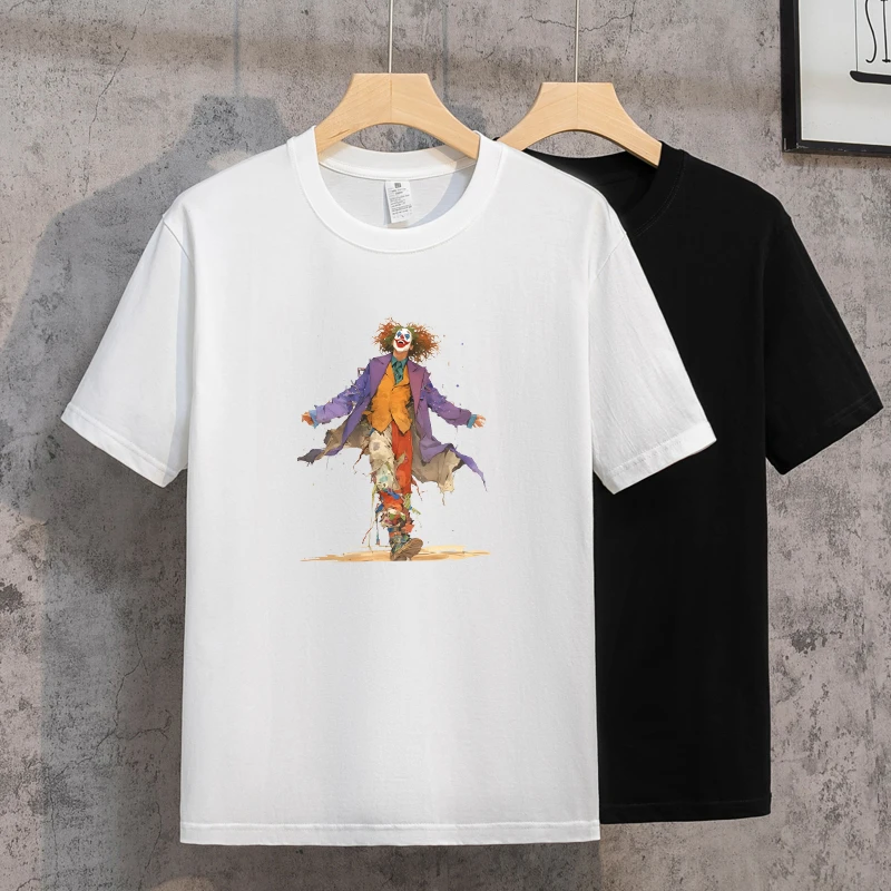 纯棉短袖T恤夏季男士重磅潮流半袖上衣宽松ai圆领休闲印花体恤衫