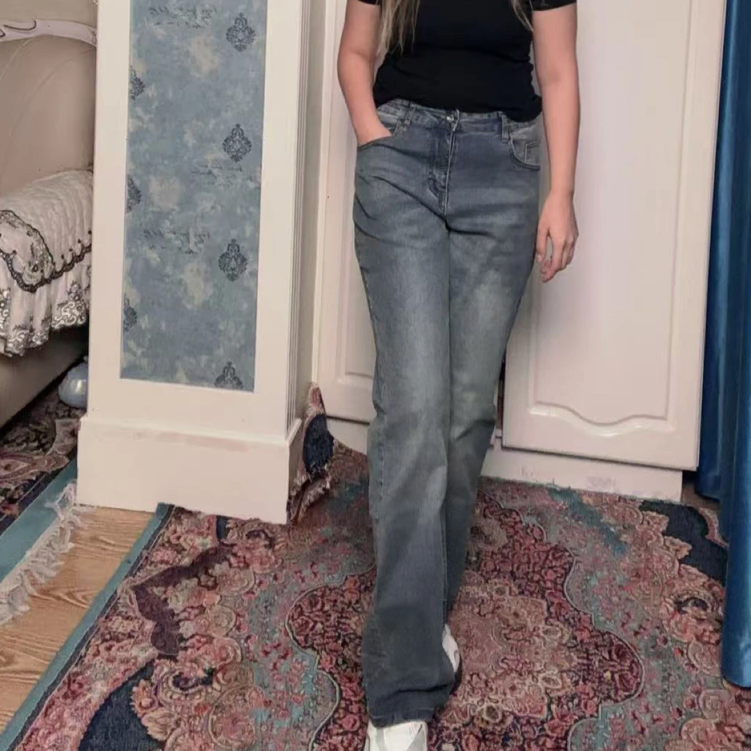 【ZLH】大码大版蓝黑色复古微弹力厚款修身牛仔裤休闲女士高腰包邮