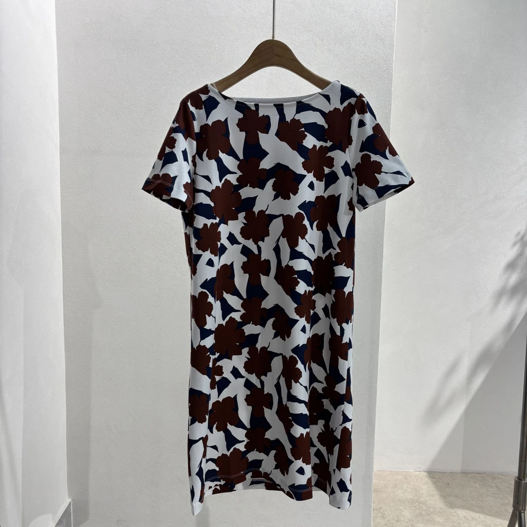 CLYQ14 pima棉 枫叶白鸽活性数码印花连衣裙