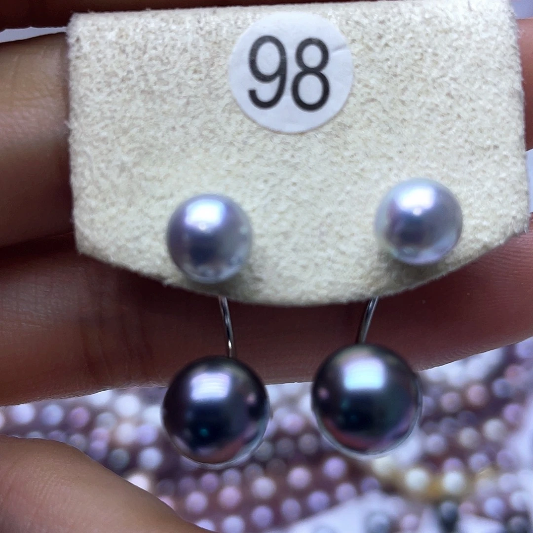 海水珍珠耳饰银S925镶嵌