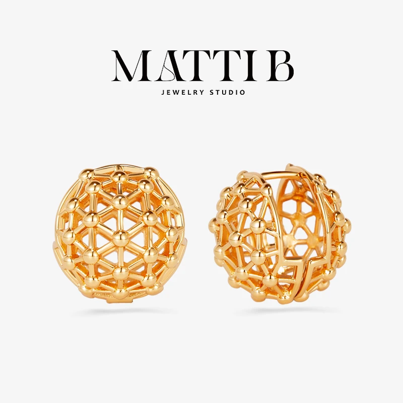 铜合金耳饰 小众独特镂空圆球耳扣小巧精致设计高级感耳环女1757