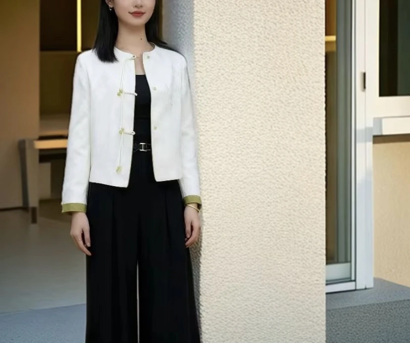 B680 中式国风2025年早秋新款盘扣上衣复古汉派品牌专柜提花上衣