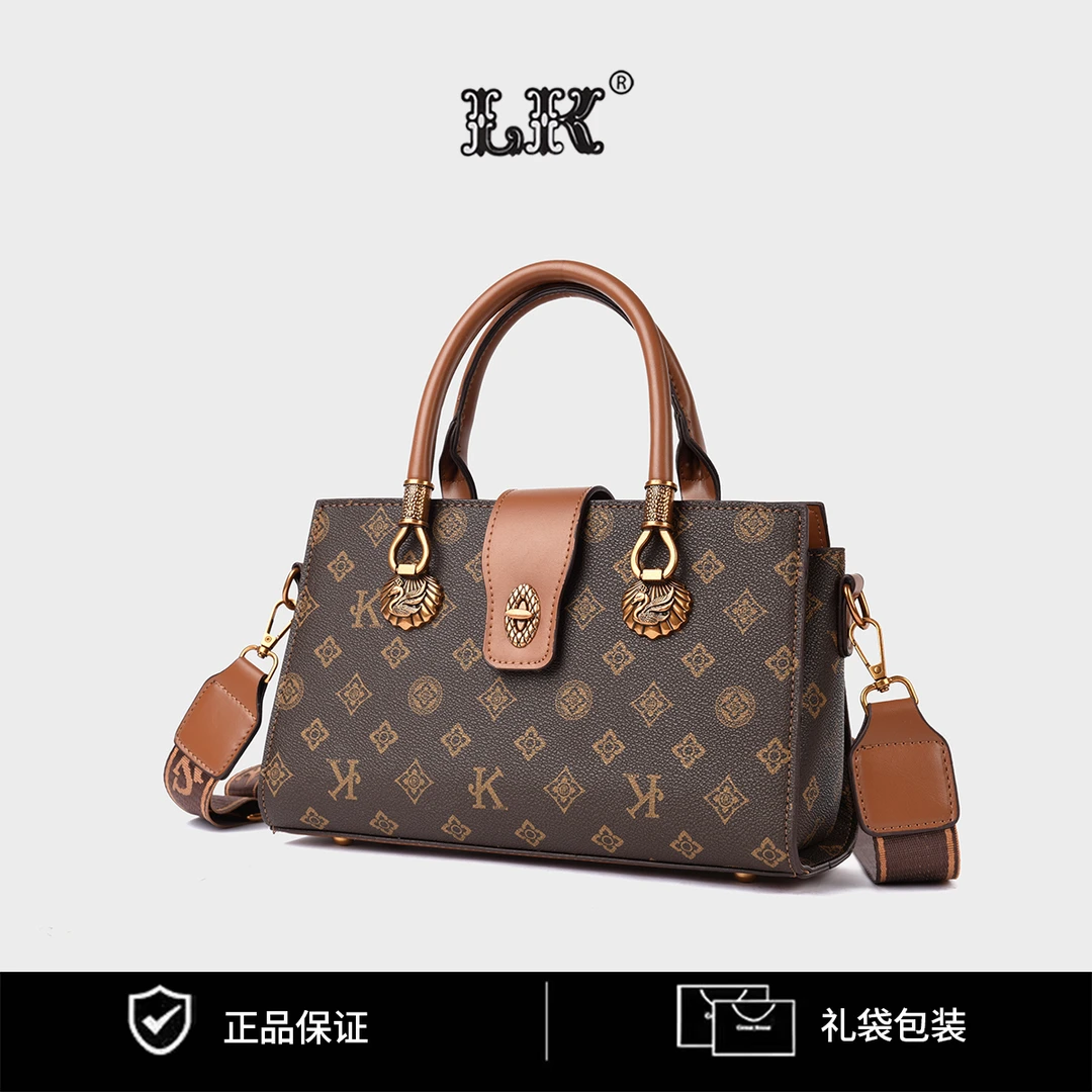 新款时尚轻奢百搭潮流女士单肩斜挎包218K字棕