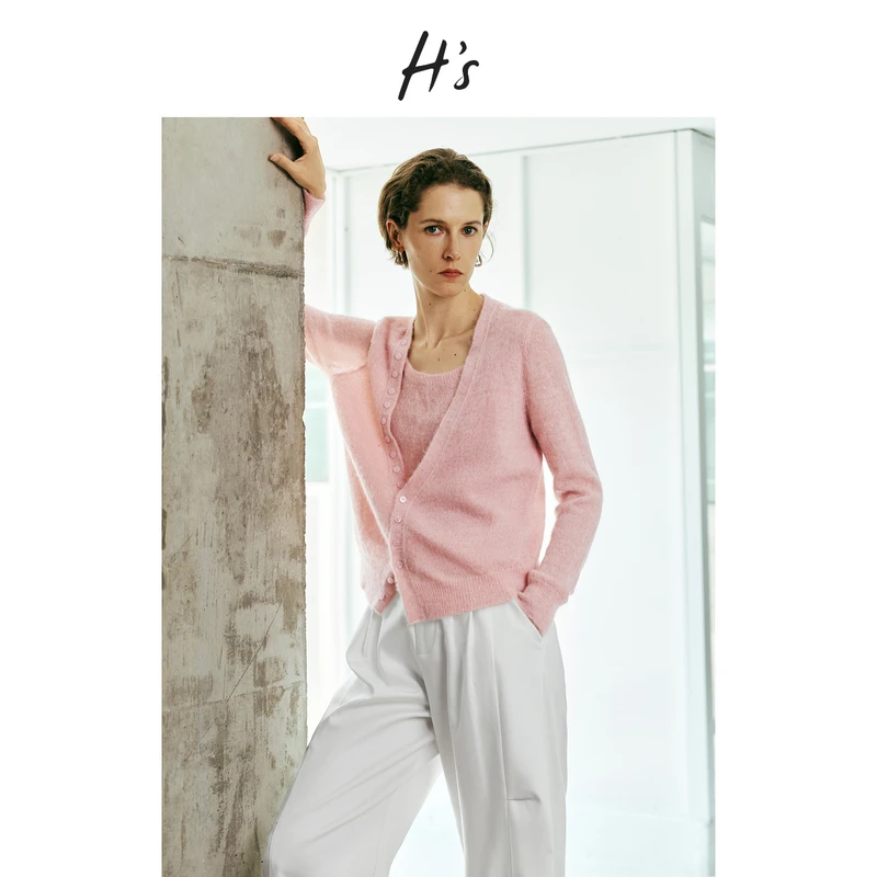 【云朵衫】H'S零压针织开衫女25秋新款假两件保暖毛衣