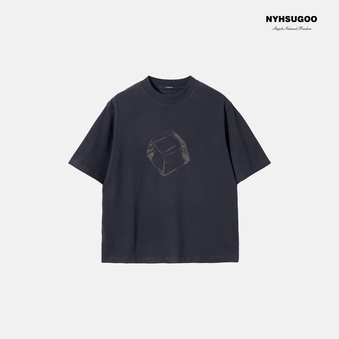 NYHSUGOO/南乙夏季双纱重磅320g纯棉t恤男极简圆领3780美式短袖