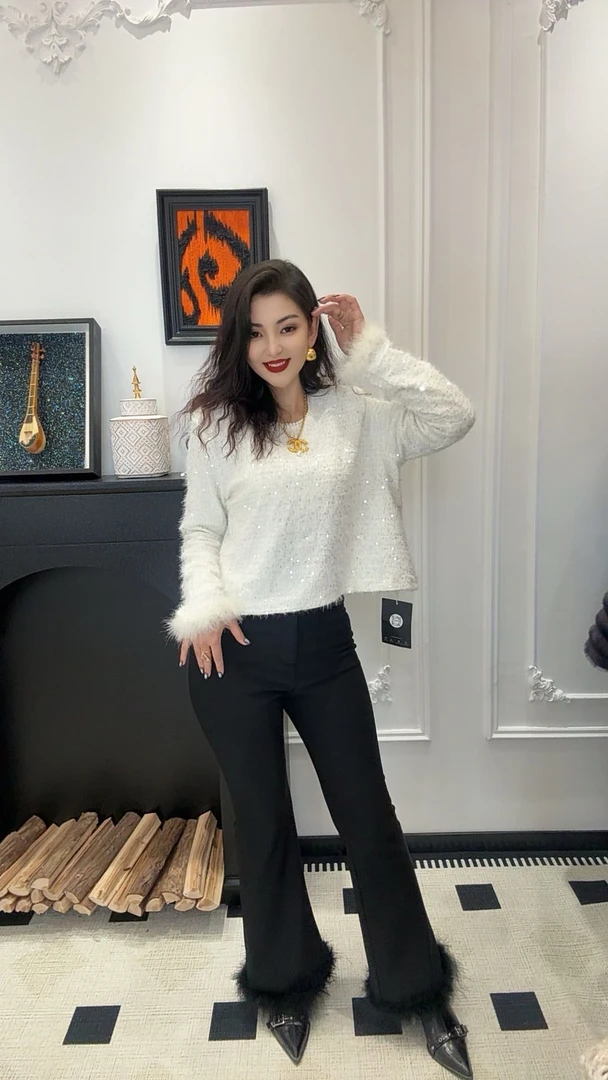 女装冬季新款高级套装喇叭裤（裤子加绒）百搭时尚