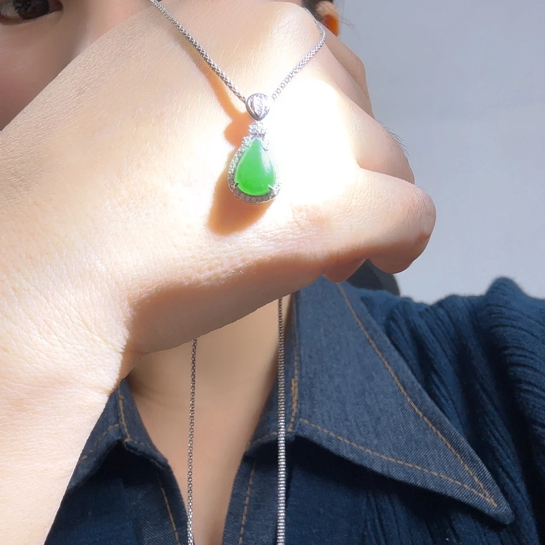 翡翠银S925镶嵌吊坠(不含链)