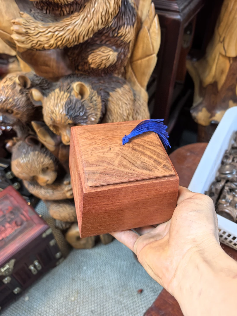 缅甸花梨木大号正方素面零食收纳盒实用之选