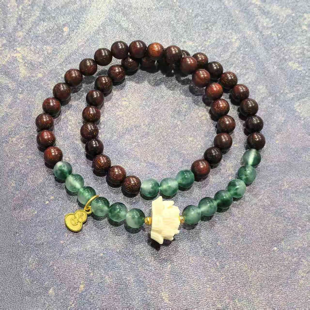 S0803-血檀0.7双圈+莲花葫芦挂坠