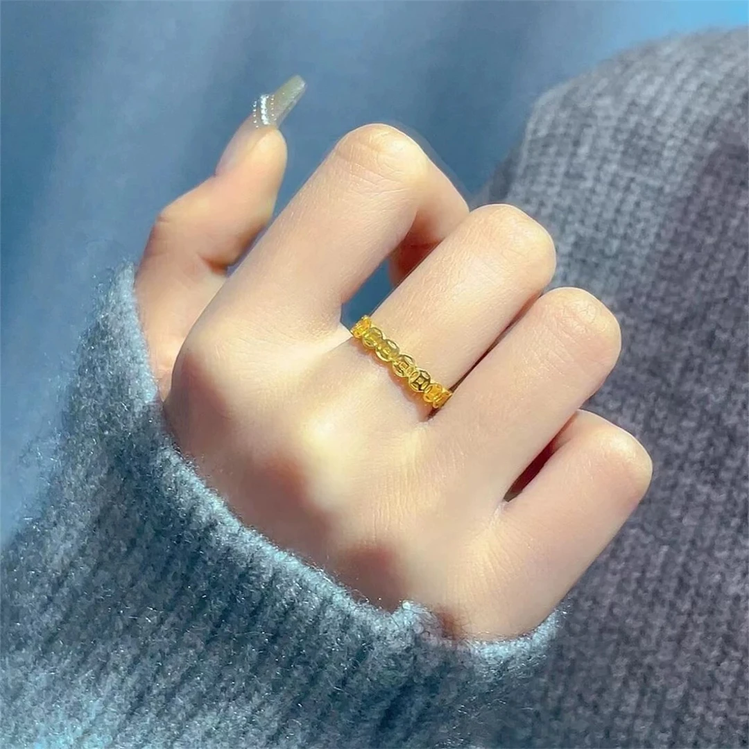 足银戒指 足银铜钱戒指气质时尚百搭女士简约