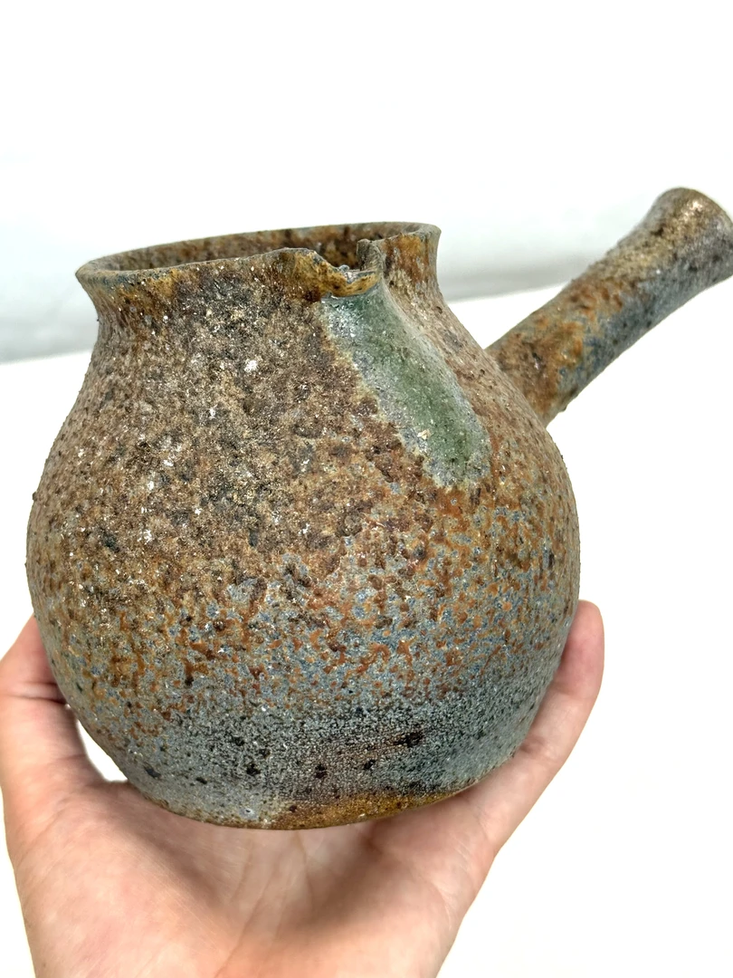古法裸柴烧精品侧把重落灰600毫升陶瓷茶壶复古家用柴烧杯