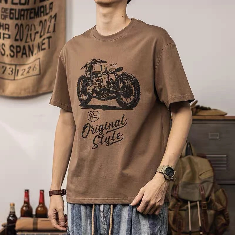 新款短袖t恤男装夏季印花体恤宽松潮流休闲宽松T恤夏季纯棉上衣男