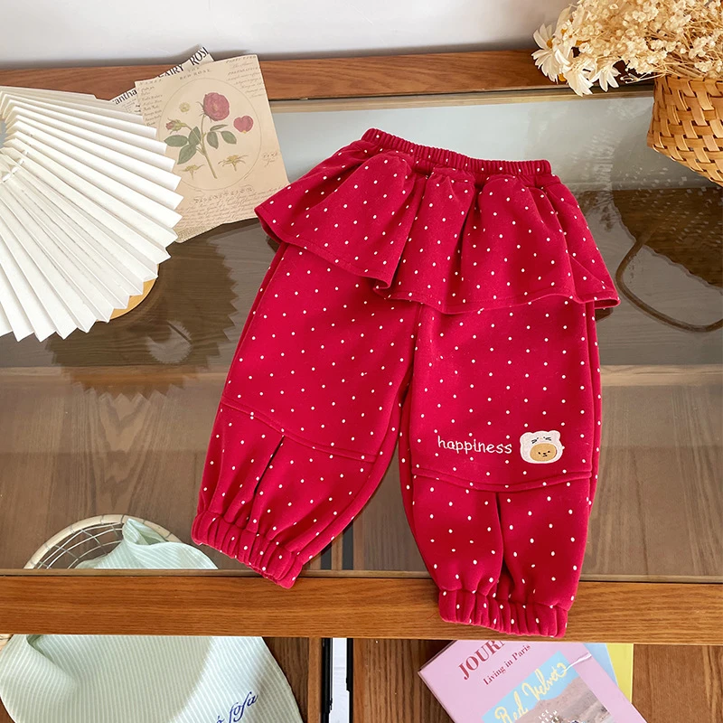 【现货】儿童加绒加厚童套装2025秋冬新款女童加绒裤子韩版否